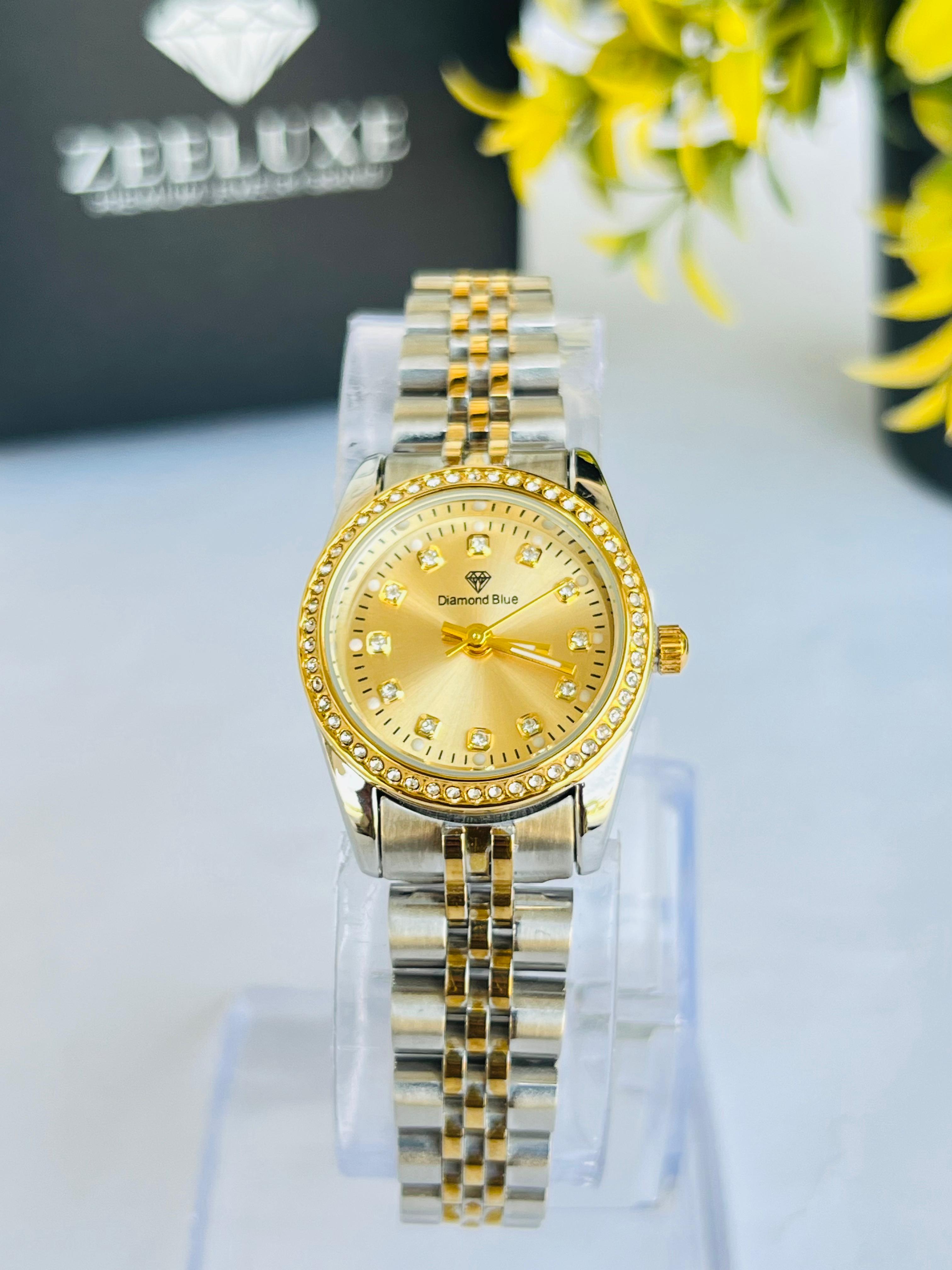 DIAMOND GREEN DIAL STAINLESS STEEL WATCH