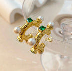 18K-GOLD PLATED PEARL HOOPS