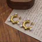 18K-GOLD PLATED PEARL HOOPS