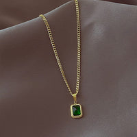 18K GOLD PLATED GREEN ZIRCONIA PENDENT