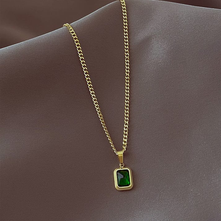 18K GOLD PLATED GREEN ZIRCONIA PENDENT