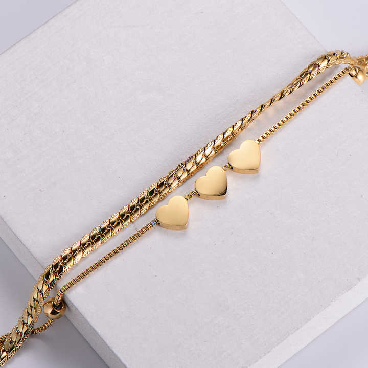 DOUBLE LAYER HEART BRACELET