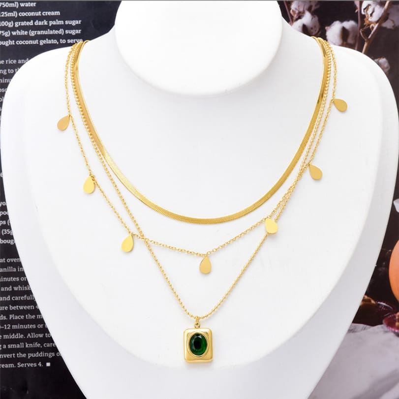 18K-GOLD PLATED TRIPLE LAYER NECKLACE