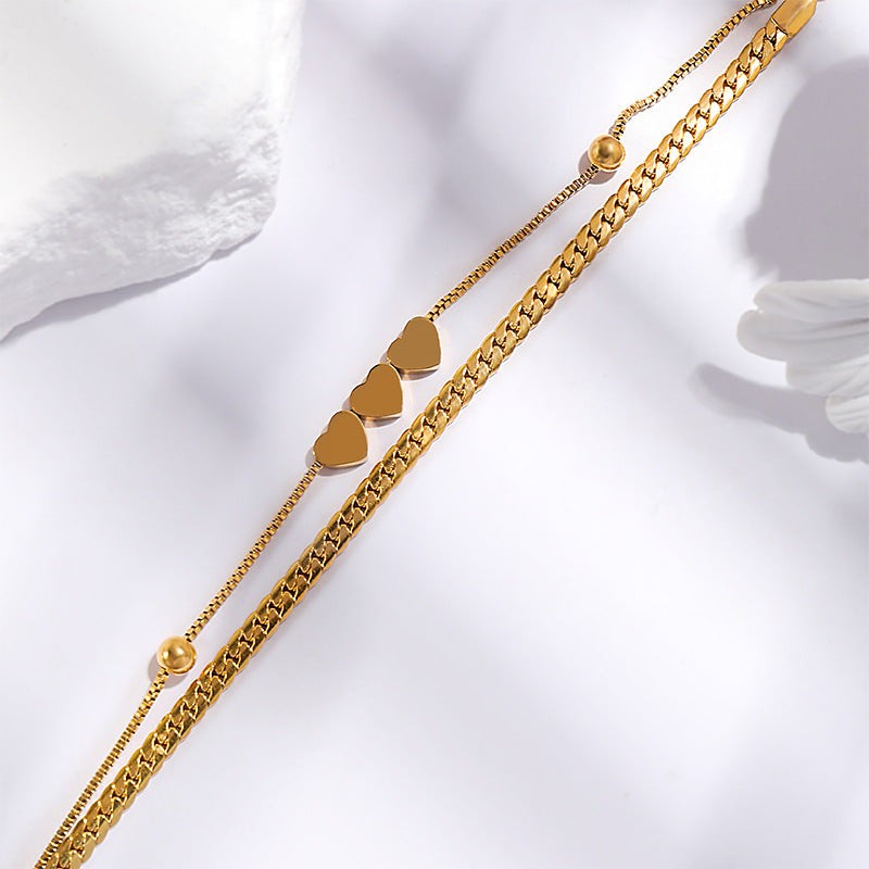 DOUBLE LAYER HEART BRACELET