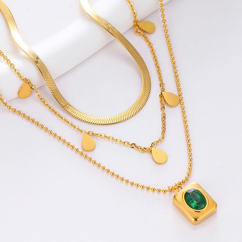18K-GOLD PLATED TRIPLE LAYER NECKLACE