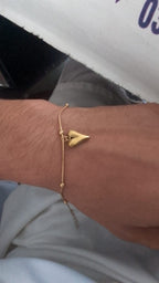 18K-GOLD PLATED HEART CHAIN BRACELET