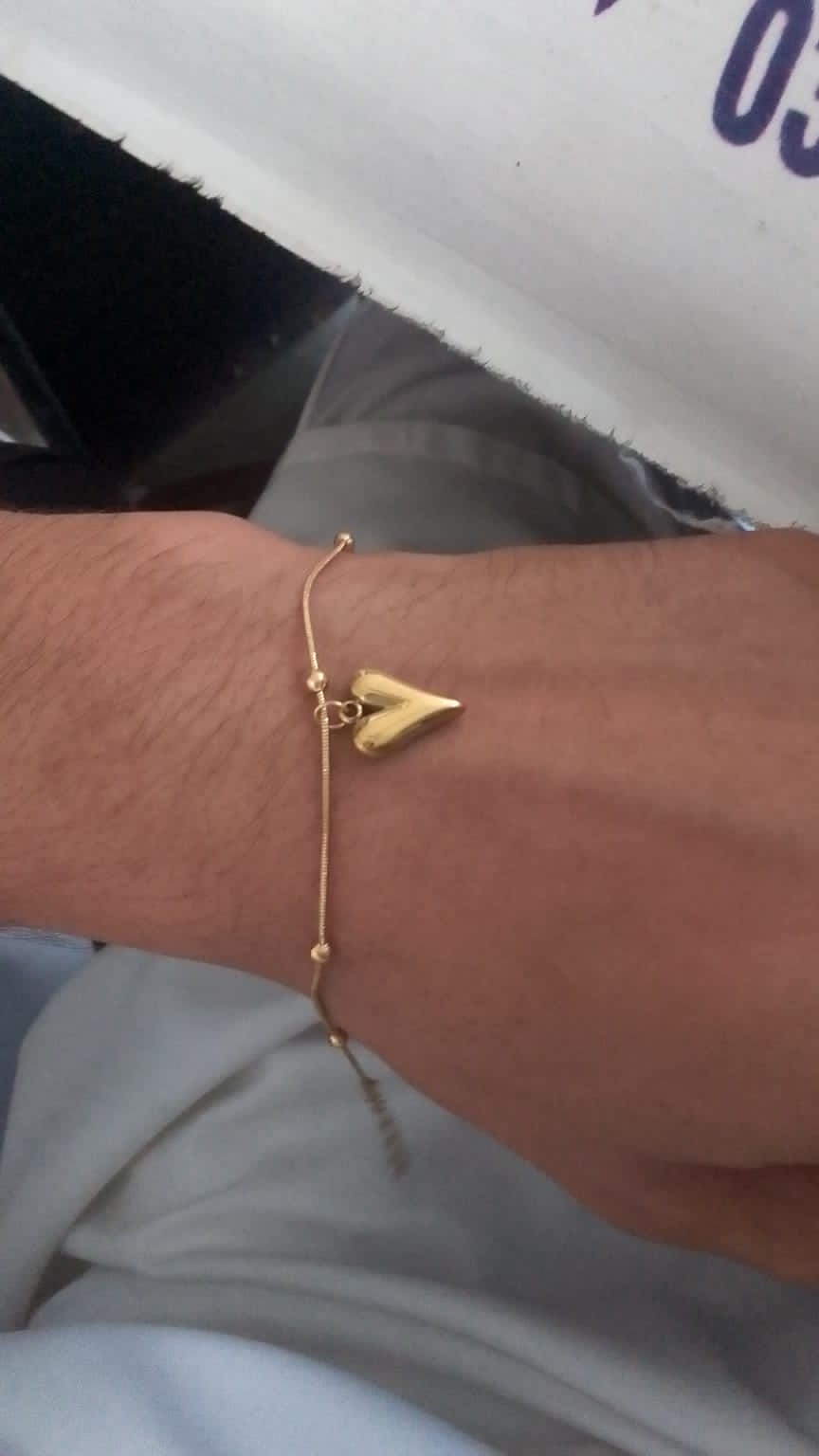 18K-GOLD PLATED HEART CHAIN BRACELET