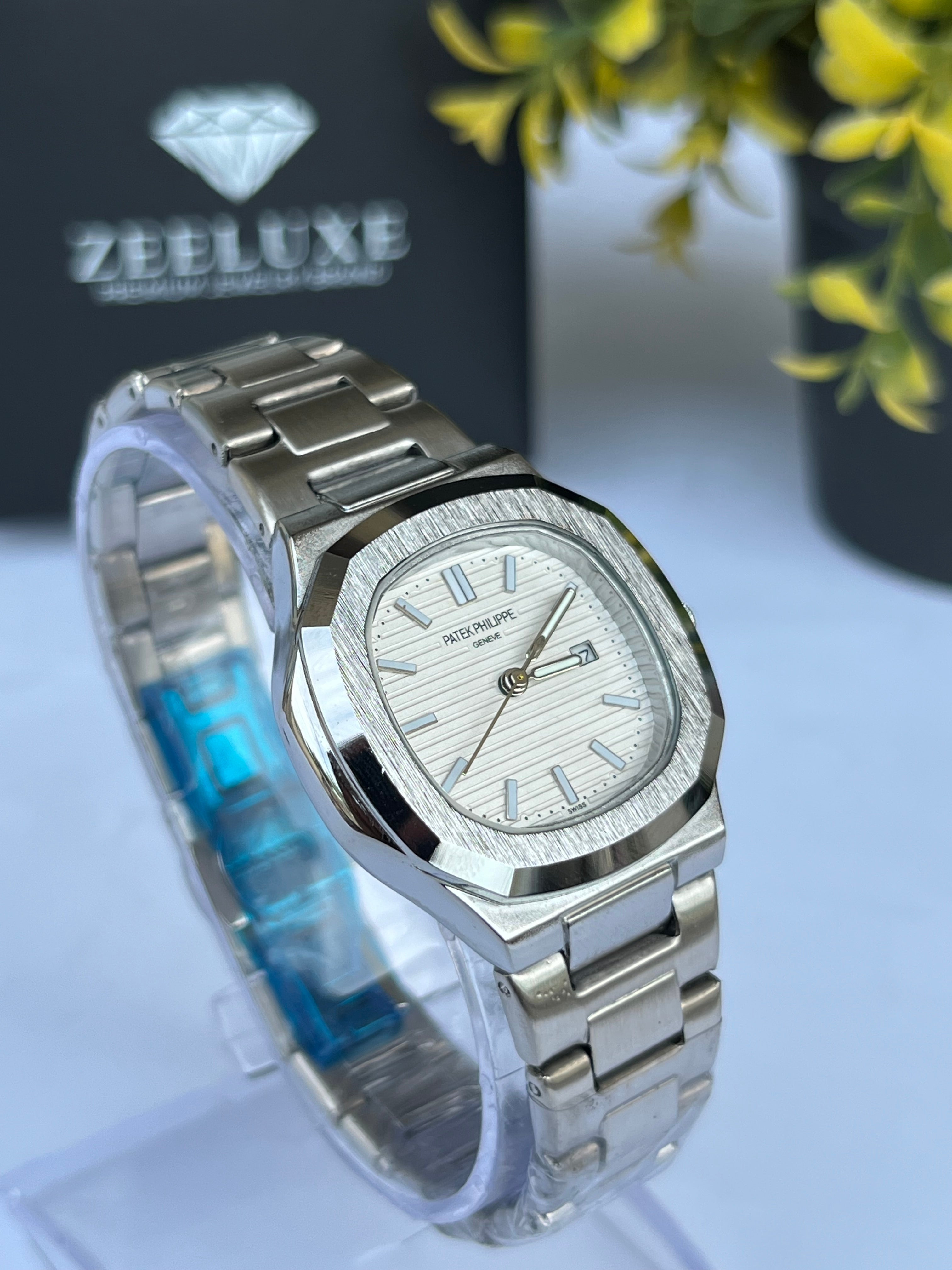 PATEK SILVER STAINLESS STEEL WATCH