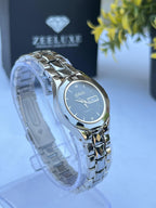 WOMEN'S PORUIS BLACKDIAL SILVER STONE & STAINLESS STEEL WATCH