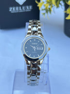 WOMEN'S PORUIS BLACKDIAL SILVER STONE & STAINLESS STEEL WATCH