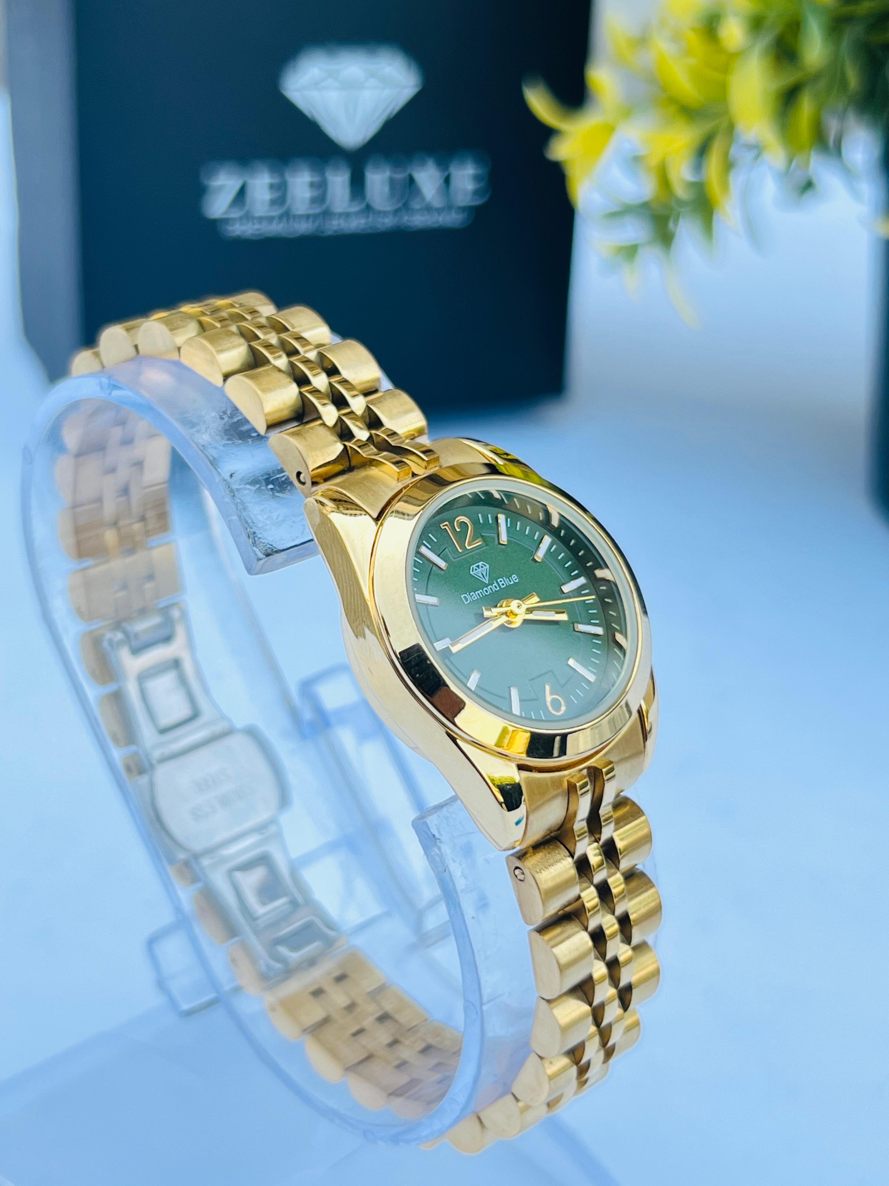 ORIGINAL DIAMOND GOLDEN CHAIN GREEN DIAL WATCH