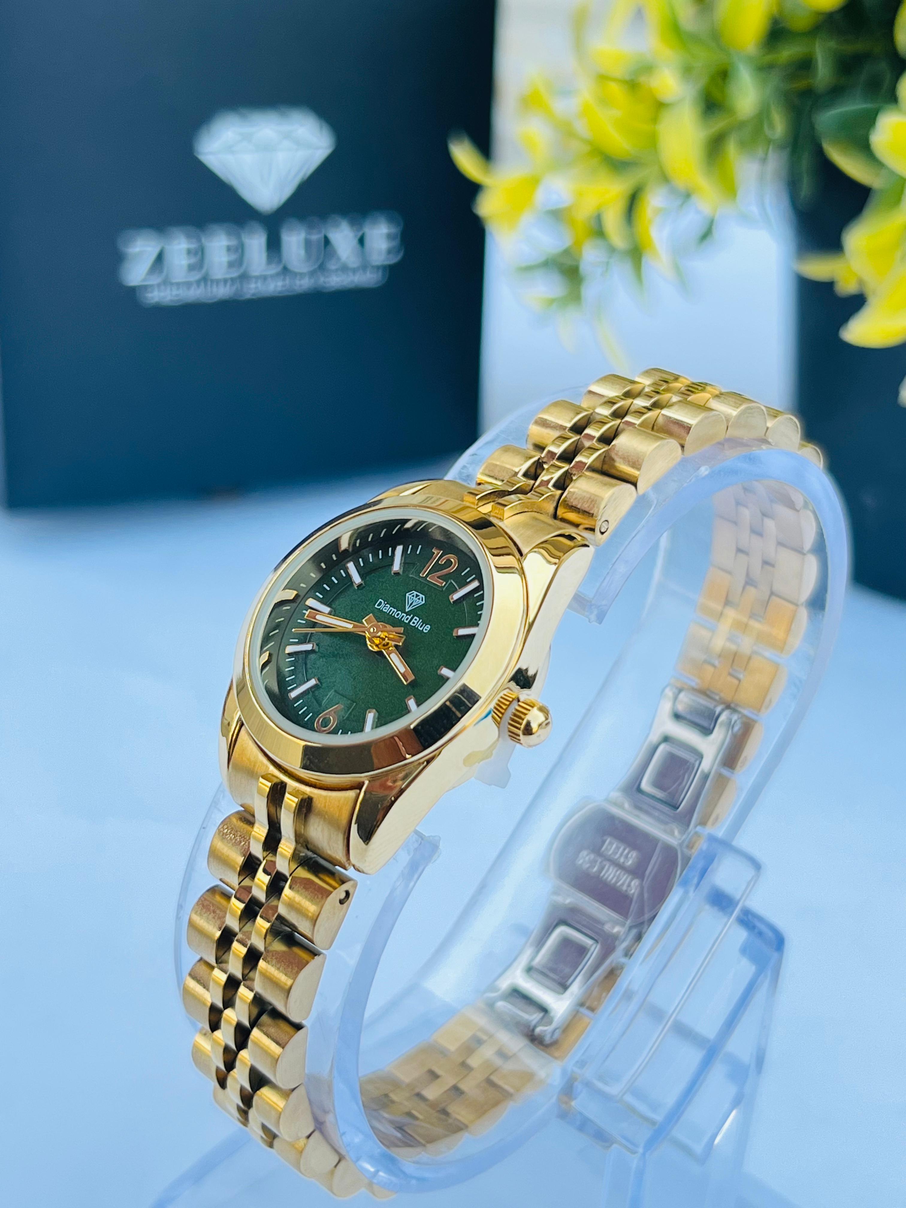 ORIGINAL DIAMOND GOLDEN CHAIN GREEN DIAL WATCH