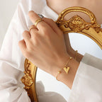 18K-GOLD PLATED HEART CHAIN BRACELET