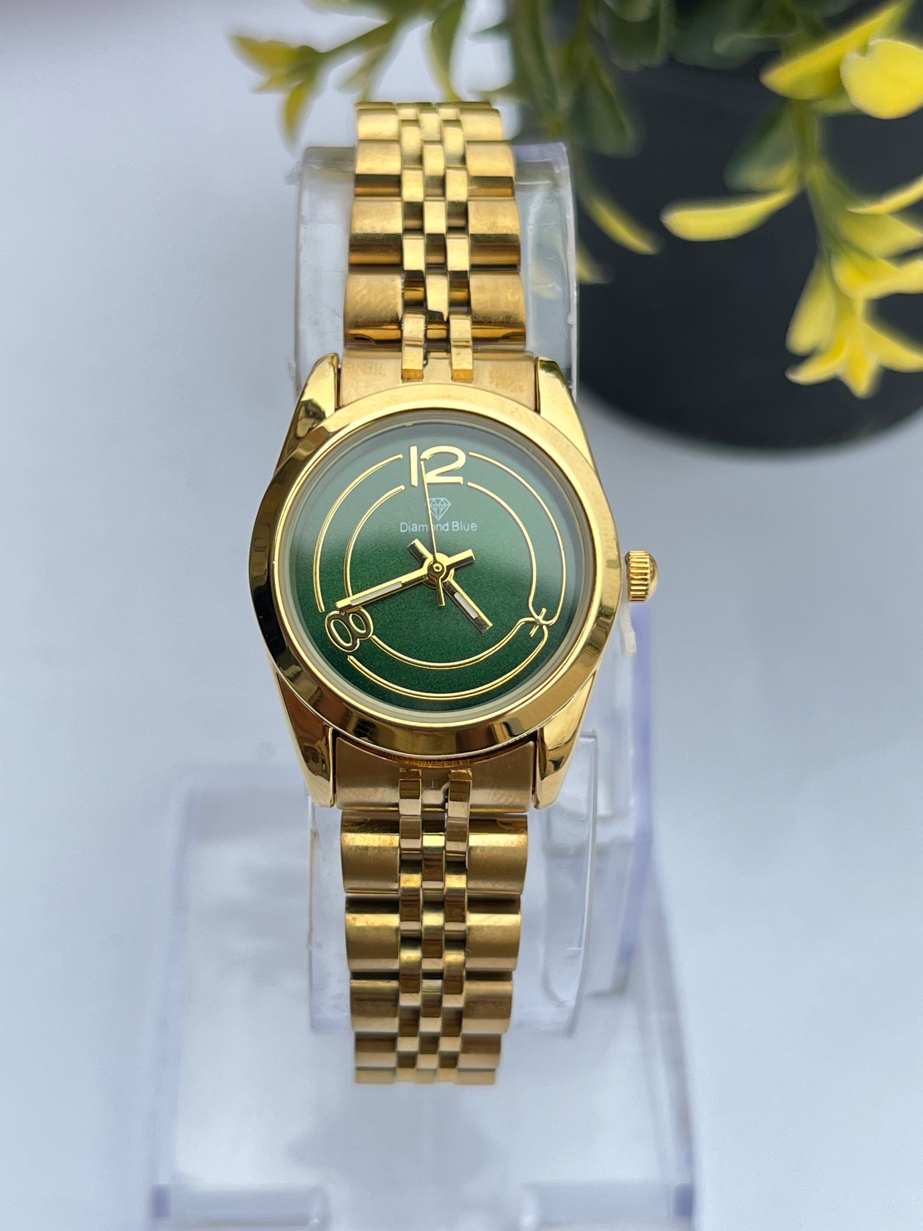 ORIGINAL DIAMOND GOLDEN CHAIN GREEN DIAL WATCH